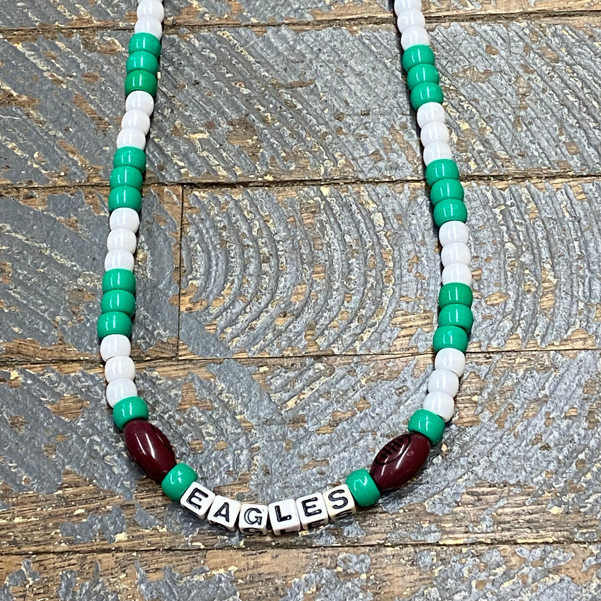 Handmade Beaded Necklace Football NFL Philadelphia Eagles