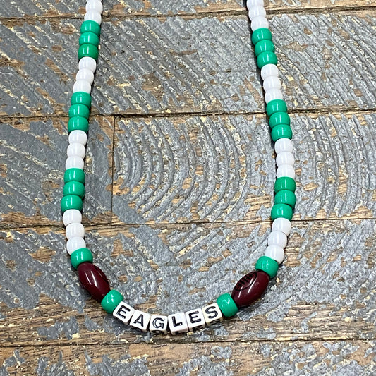 Handmade Beaded Necklace Football NFL Philadelphia Eagles