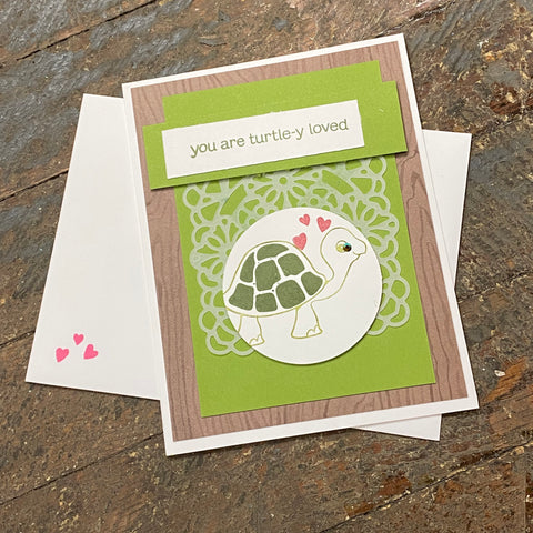 You Are Turtlely Loved Turtle Design Handmade Stampin Up Greeting Card with Envelope