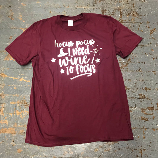 Hocus Pocus Wine to Focus Graphic Designer Short Sleeve T-Shirt