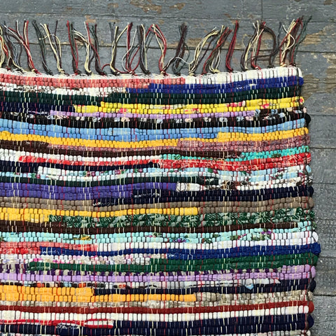 #221 Brilliant Multi Color Rag Weaved Table Runner Rug by Morgan