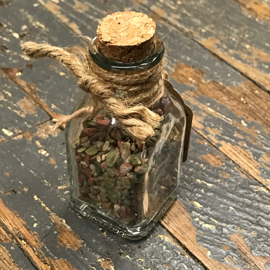 Bottle of Semiprecious Natural Gemstone Wishes Unakite