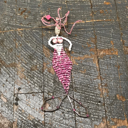 Beaded Mermaid Ocean Art with Stand Pink Tones