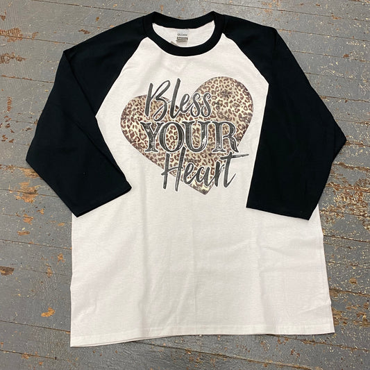 Bless Your Heart Leopard Print Graphic Designer Long Sleeve T-Shirt