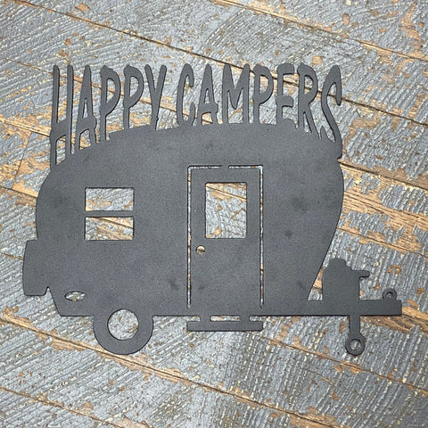 Happy Campers Travel Trailer Metal Sign Wall Hanger