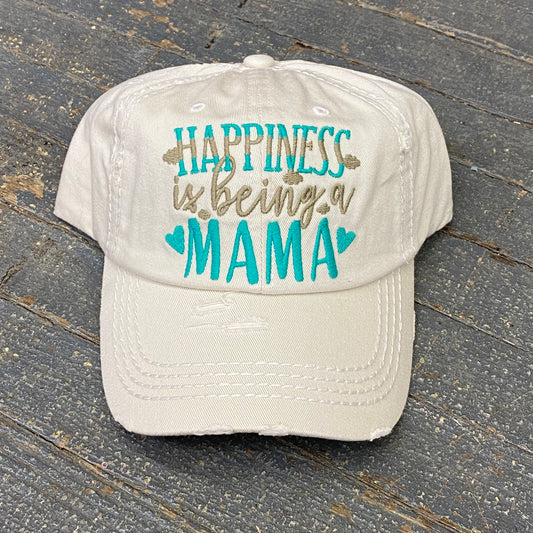 Happiness Being Mama Rugged Khaki Embroidered Ball Cap