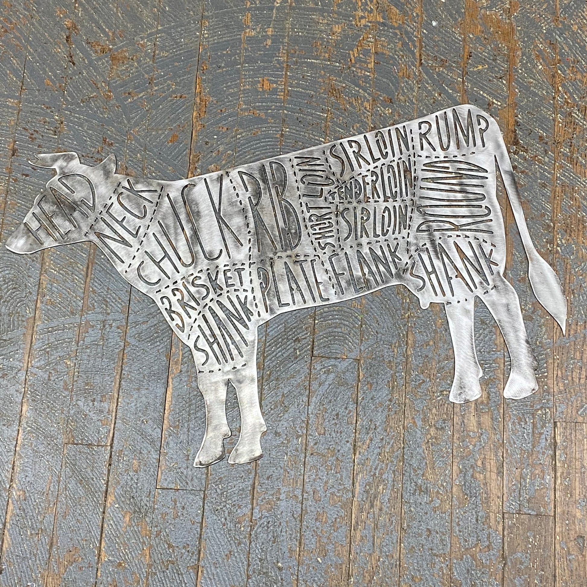 Cow Beef Cut Metal Sign Wall Hanger