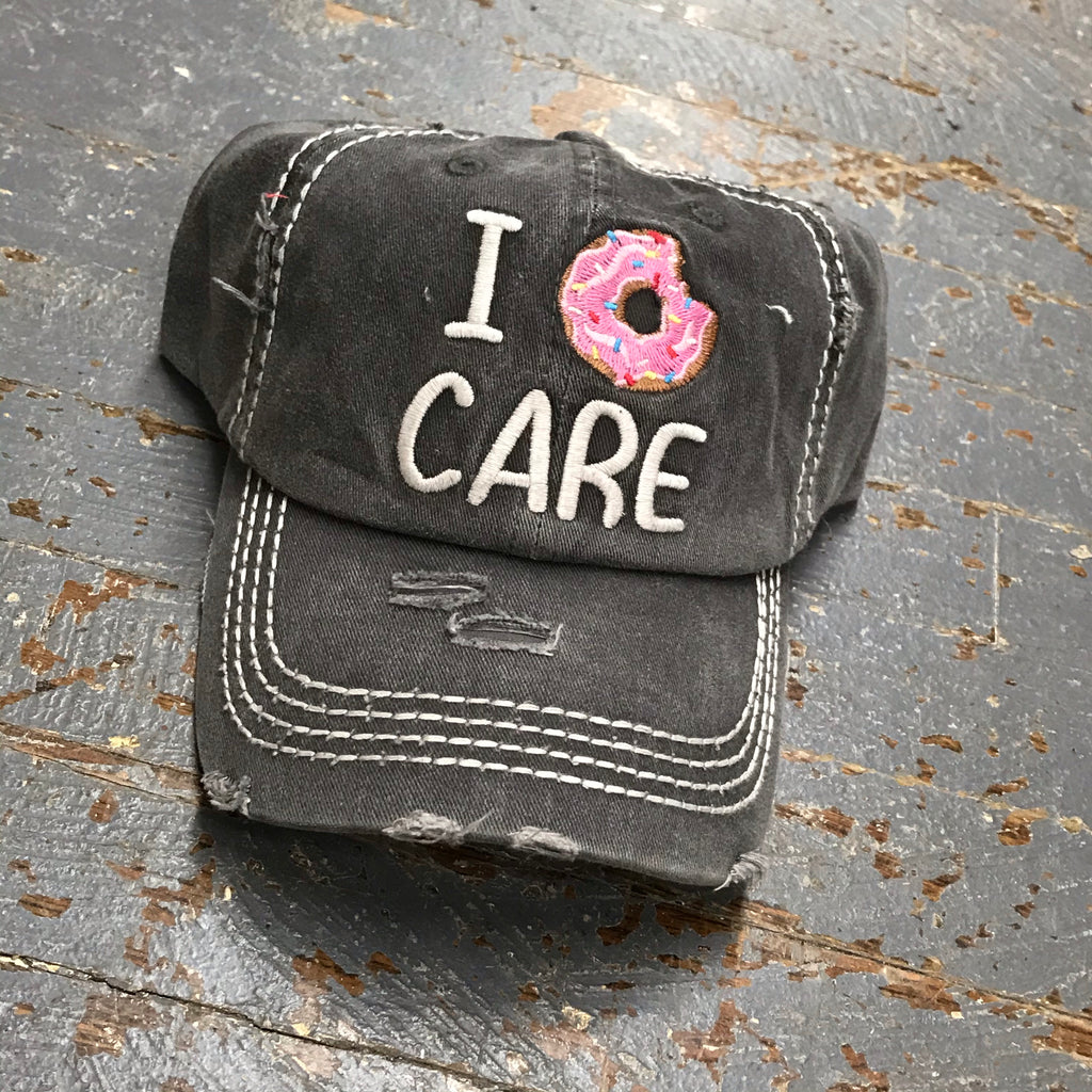 I Donut Care Patch Rugged Black Embroidered Ball Cap