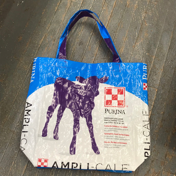 Upcycled Tote Purse Feed Bag Handmade Large Calf Feed Purina Seed Handle Bag