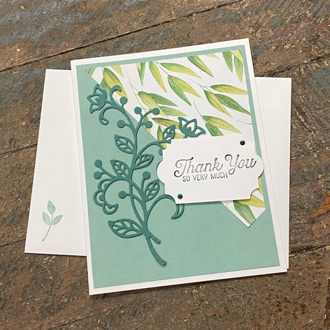 Thank You So Very Much Vine Design Handmade Stampin Up Greeting Card with Envelope