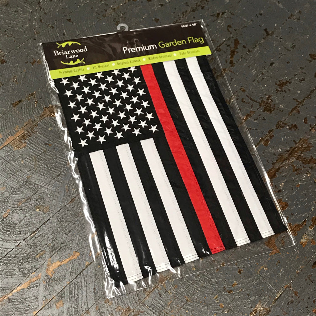 American Flag Embroidered Stars Thin Red Line Fire EMS Garden Flag