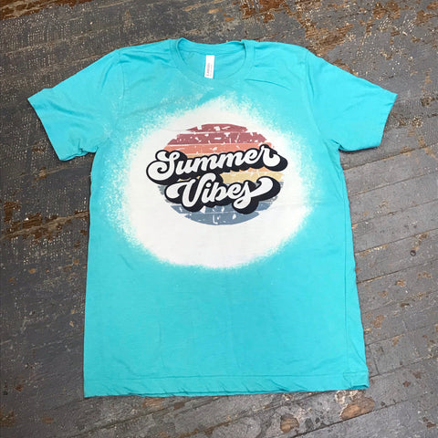 Summer Vibes Bleached Graphic Designer Short Sleeve T-Shirt
