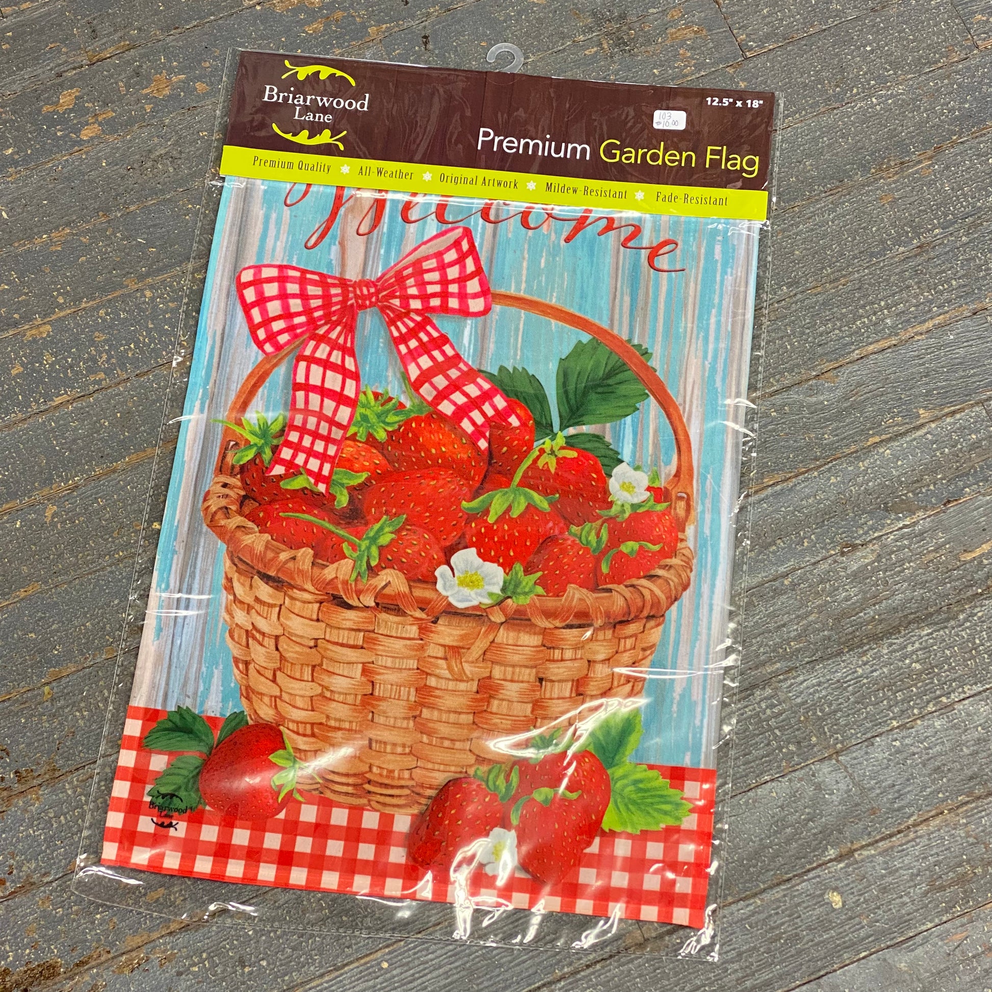 Strawberry Welcome Basket Garden Flag