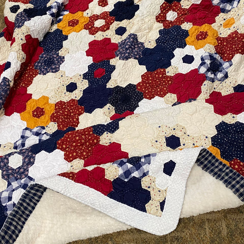 Handmade Tie Quilt Throw Blanket Sofa Squares Ribboned Fleece Floral 45X  60