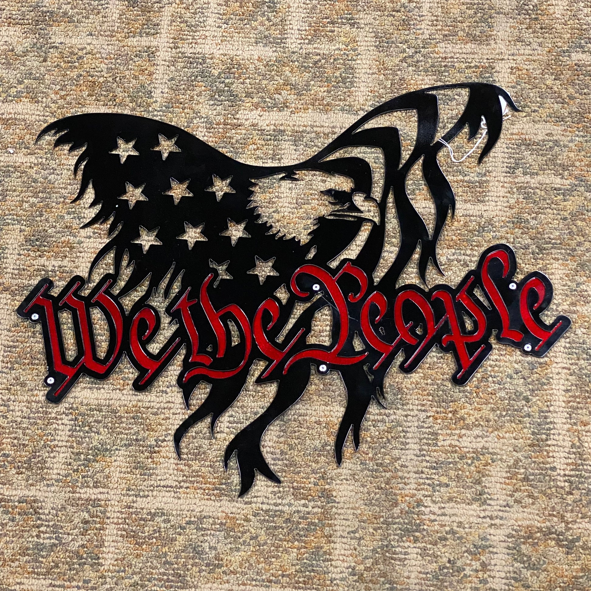 We the People American Flag Eagle Metal Sign Wall Hanger