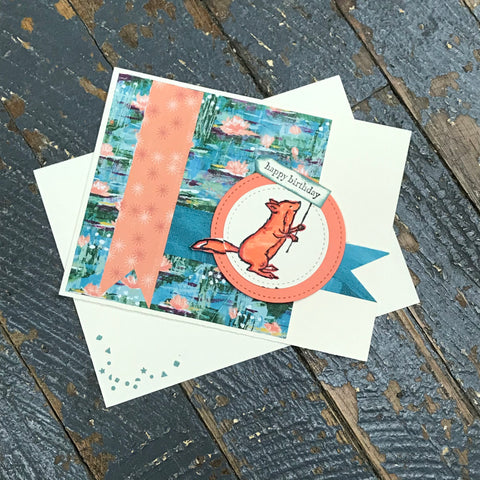 Happy Birthday Fox Handmade Stampin Up Greeting Card with Envelope