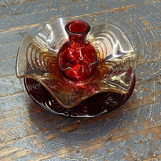 Glass Garden Flower Small Red Plate Opaque Orange Bowl Red Vase