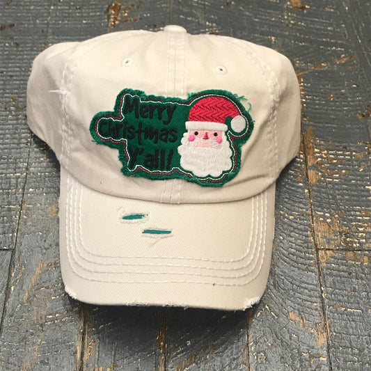 Merry Christmas Y'all Patch Rugged Khaki Embroidered Ball Cap
