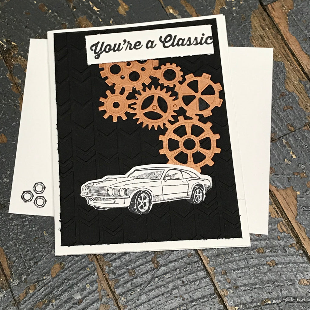 You're a Classic Car Gears Handmade Stampin Up Greeting Card with Envelope
