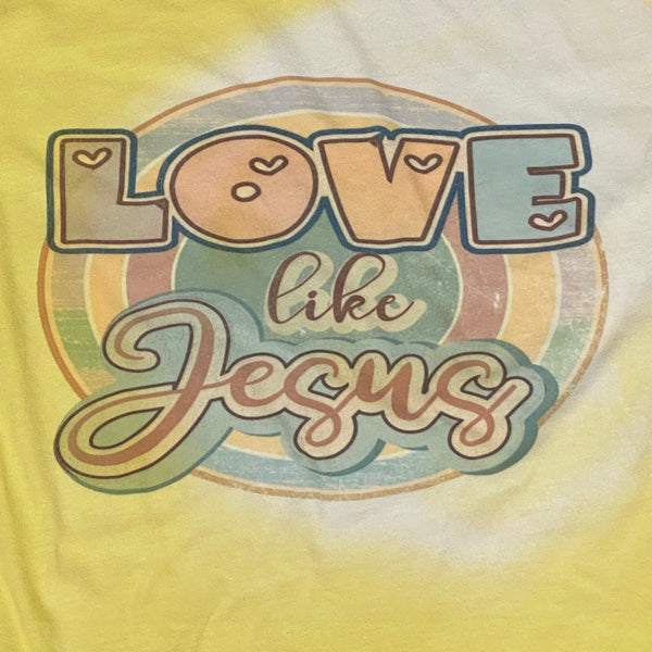 Love Like Jesus Bleached Graphic Designer Short Sleeve T-Shirt