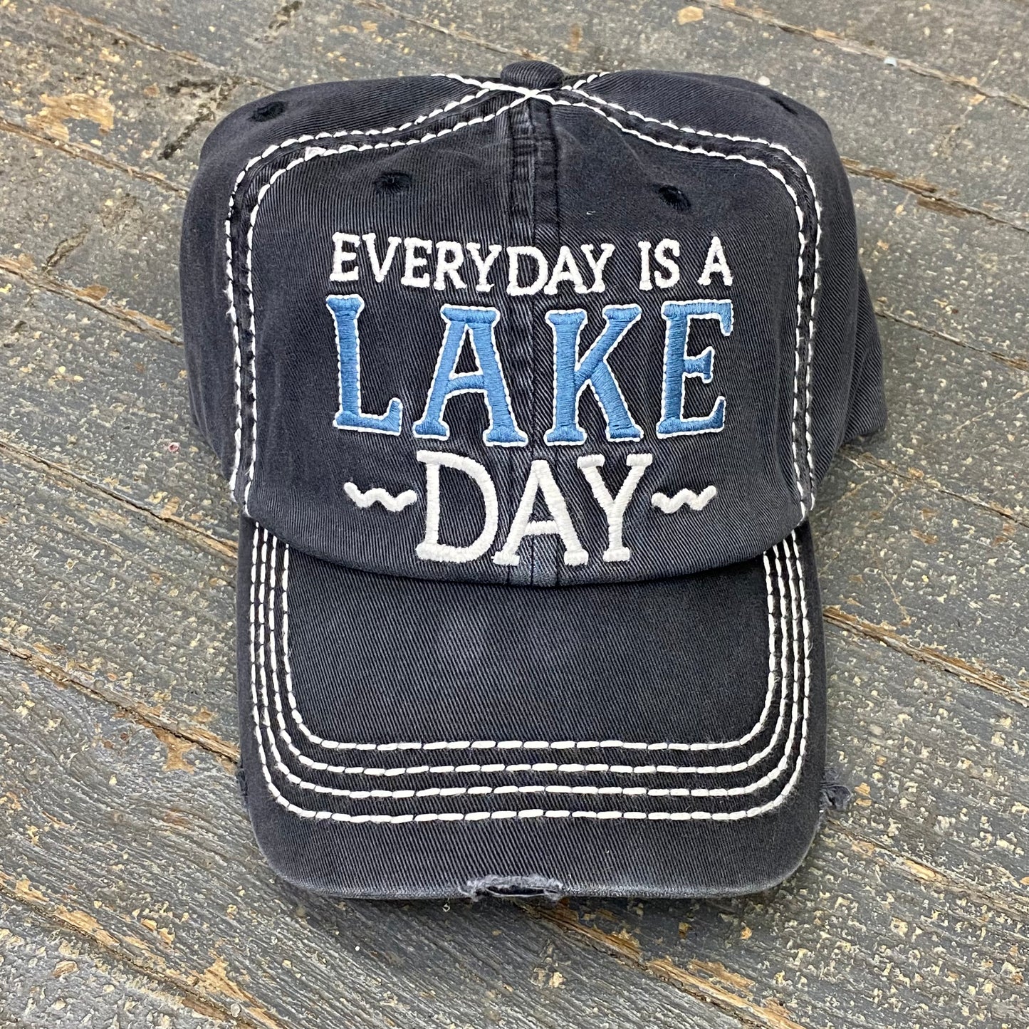 Everyday Lake Day Rugged Black Embroidered Ball Cap