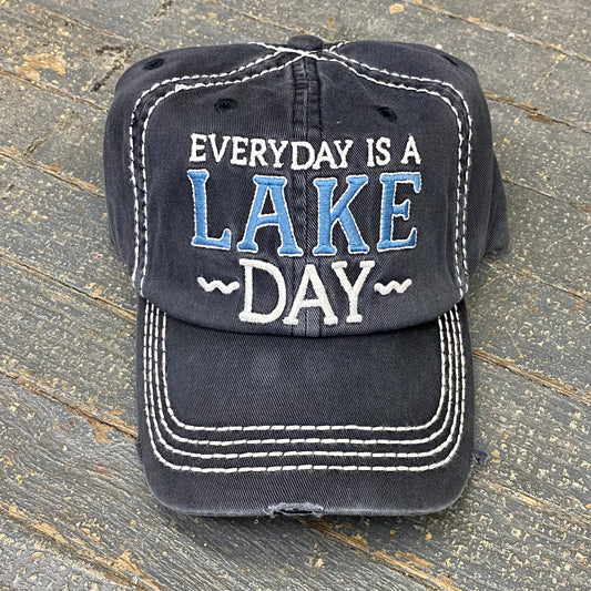 Everyday Lake Day Rugged Black Embroidered Ball Cap
