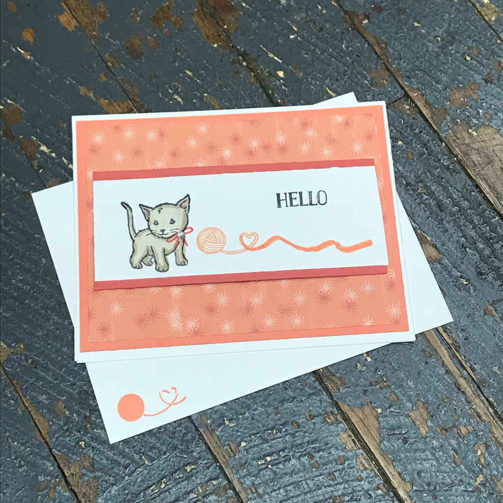 Hello Kitty Yarn Handmade Stampin Up Greeting Card with Envelope
