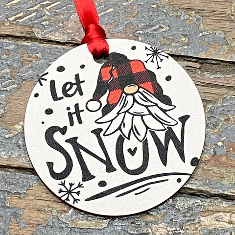 Let it Snow Plaid Gnome Ornament