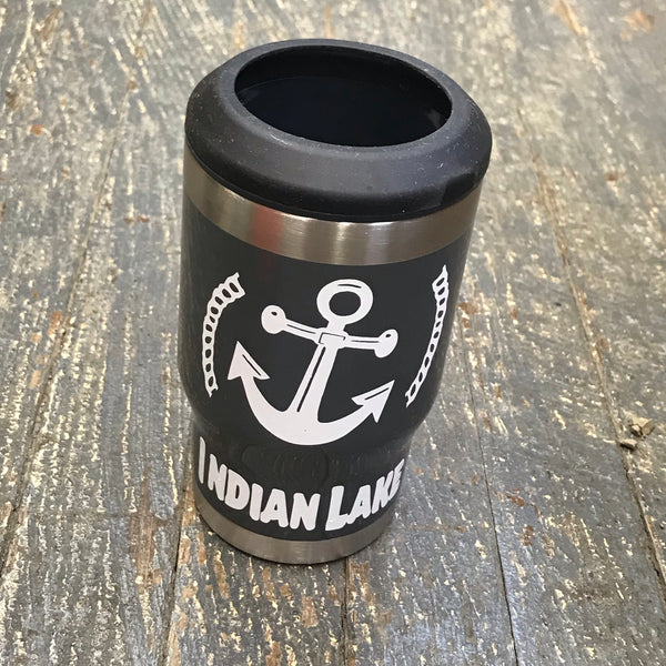 Indian Lake Nautical Anchor 14oz Double Wall Beverage Drink Tumbler Coozie Grey