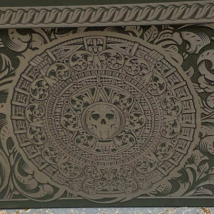 Laser Engraved Metal Military Ammo Can Large Lion Scroll Mayan Skull Calendar