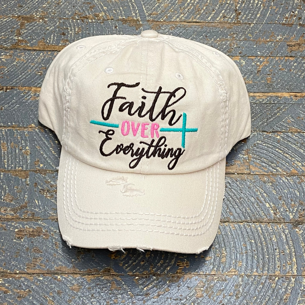 Faith Over Everything Rugged Khaki Embroidered Ball Cap
