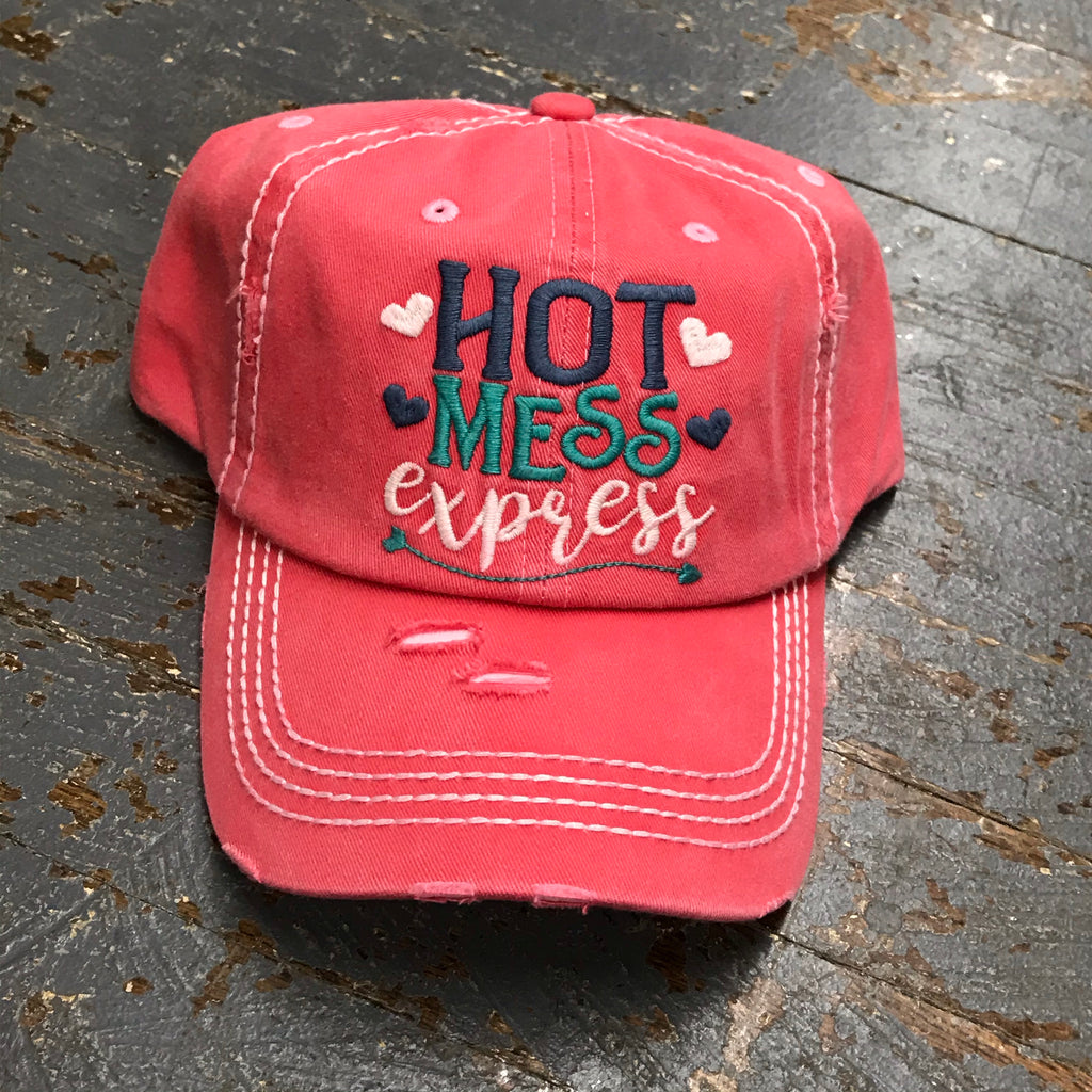 Hot Mess Express Rugged Pink Embroidered Ball Cap