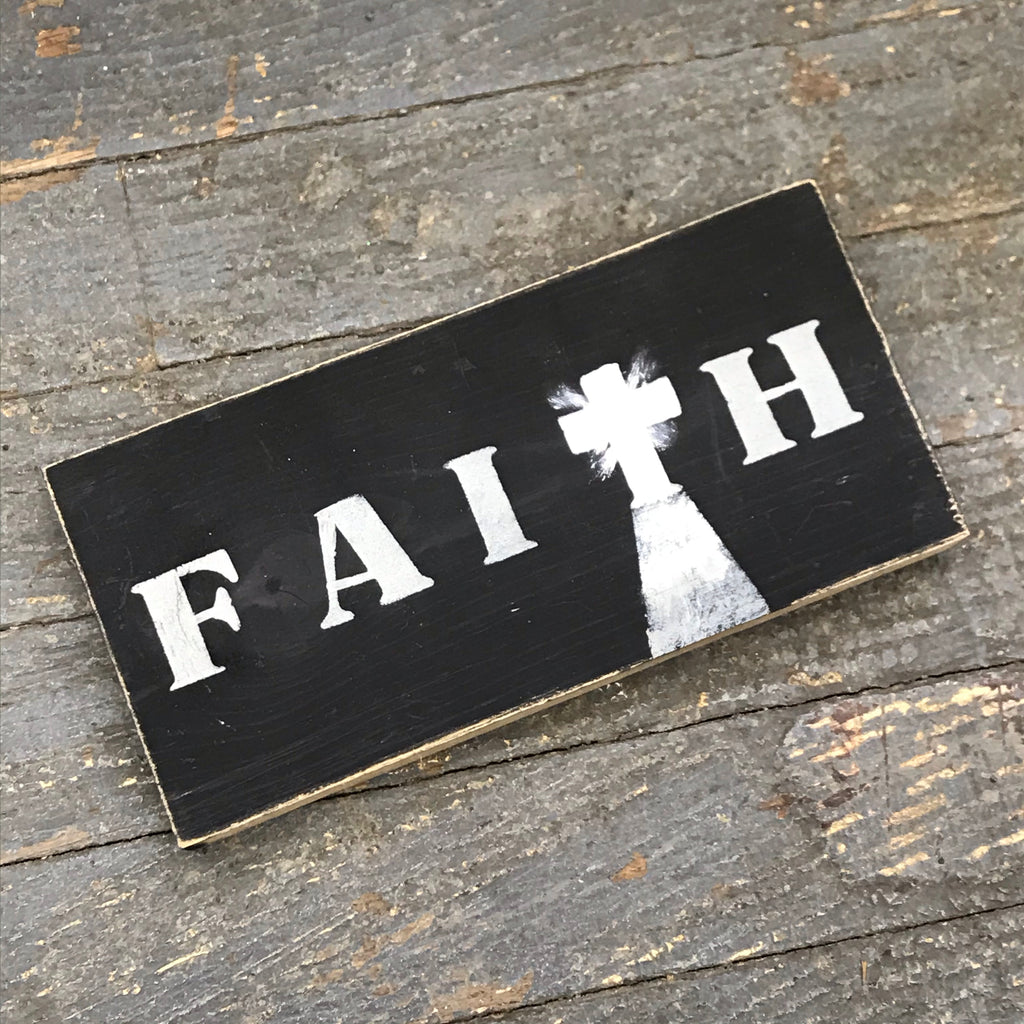Wood Faith Cross Sign