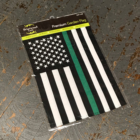 American Flag Embroidered Stars Thin Green Line Military Garden Flag