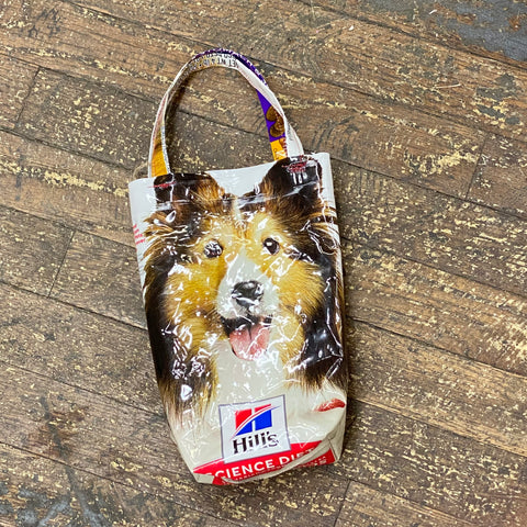 Upcycled Tote Purse Feed Bag Handmade X-Small Hills Collie Dog Handle Bag