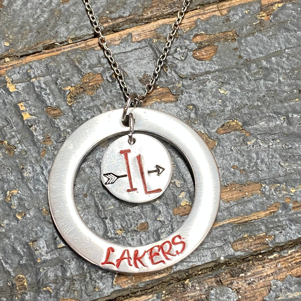 Indian Lake Lakers Arrow Custom Stamped Pendant Charm Necklace