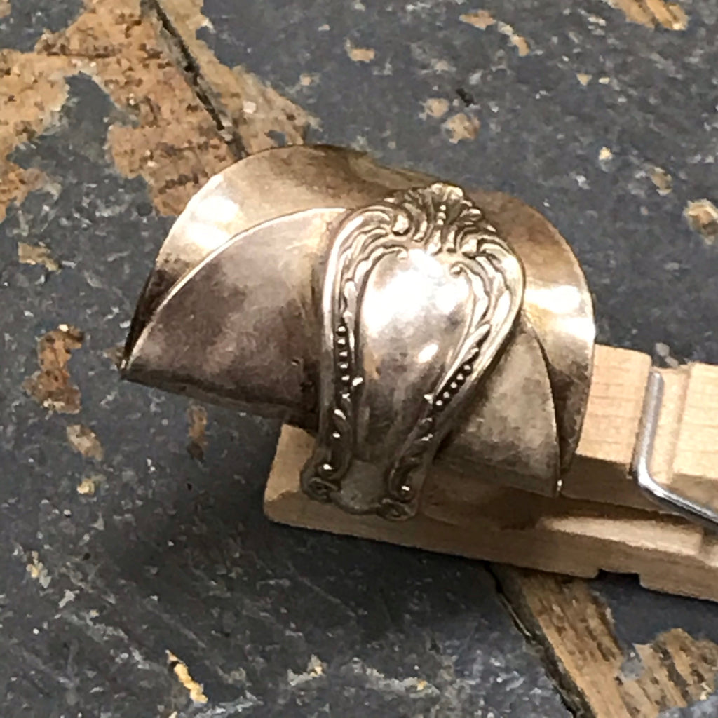 Spoon Ring Silverware Jewelry Vintage Elegant Scallop End Pattern Folded Spoon