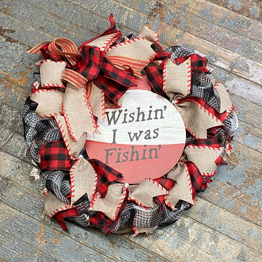 Wishin I Was Fishin Fishing Bobber Holiday Wreath Door Hanger