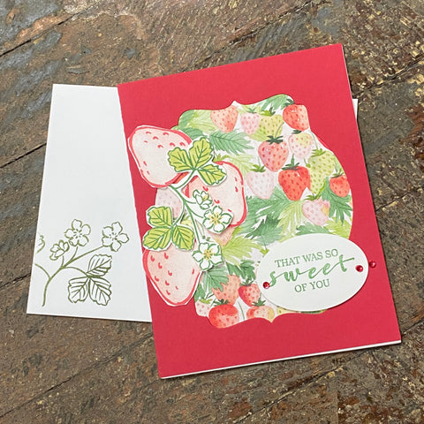 That Was Sweet of You Strawberry Design Handmade Stampin Up Greeting Card with Envelope