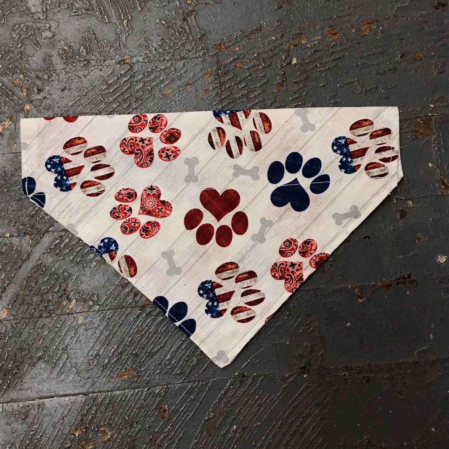 Dog Bone Paw Print American Barnyard Dog Collar Pet Bandanna Neck Scarf