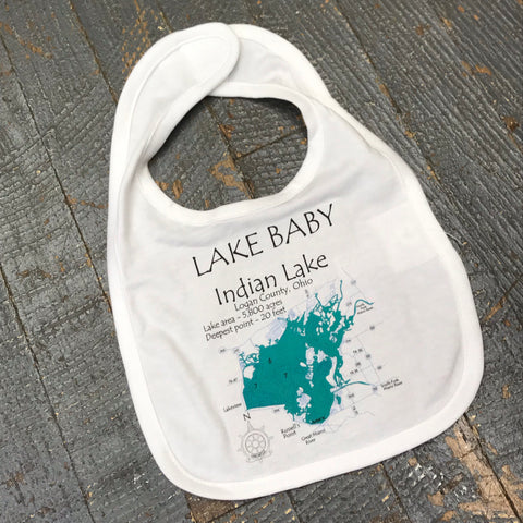 Lake Baby Indian Lake Logan County Ohio Nautical Theme Burp Bib