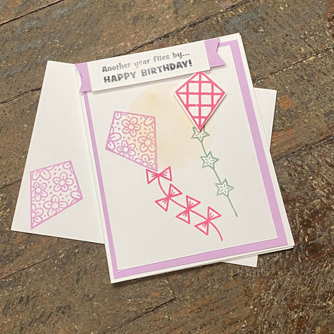Happy Birthday Kite Another Year Flies By Design Handmade Stampin Up Greeting Card with Envelope