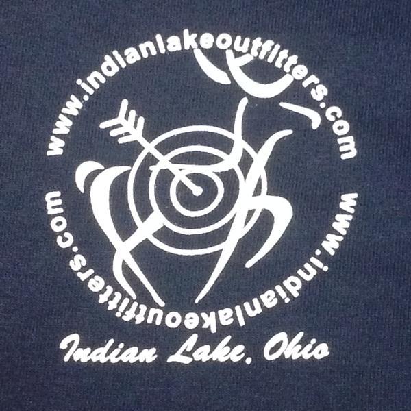 Indian Lake Outfitters .com Sleeve T-Shirt Graphic Designer Tee Navy