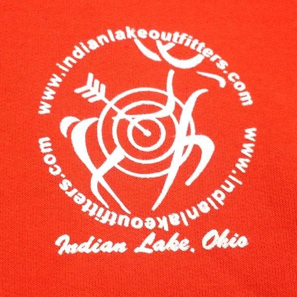 Indian Lake Outfitters .com Sleeve T-Shirt Graphic Designer Tee Orange