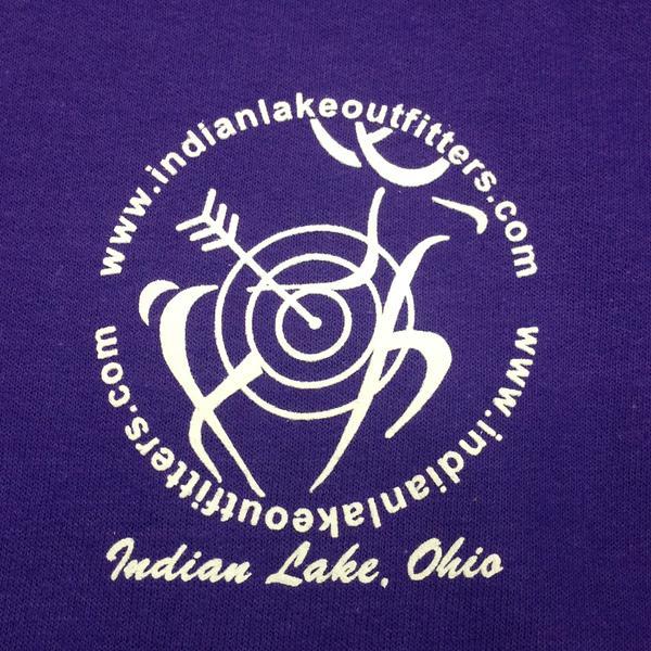 Indian Lake Outfitters .com Sleeve T-Shirt Graphic Designer Tee Puprle